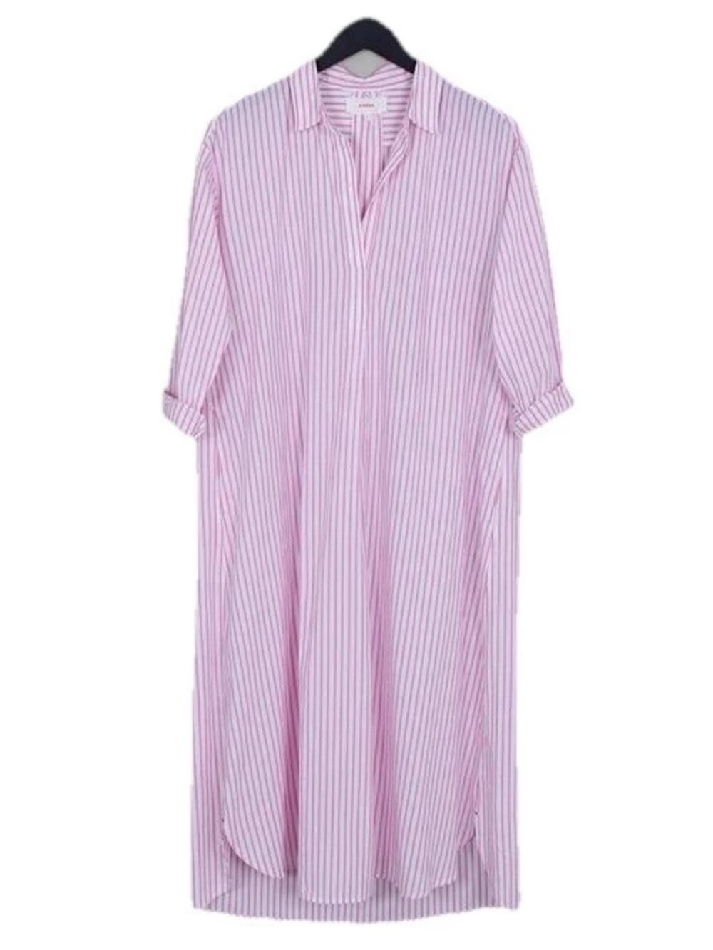Xirena Marlowe Pink Stripe Cotton Midi Shirt Dress XS Oversized USA